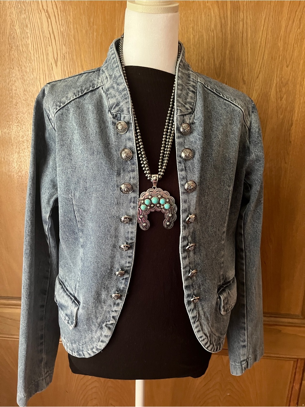 Sz S Savanna Jane Military-Style Denim Jean Jacket